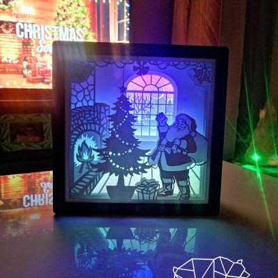 Shadowbox - Santa Claus with Christmas tree